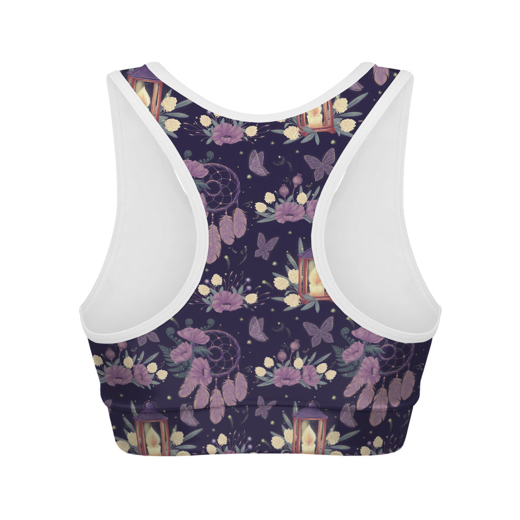Purple Indian Dream Catcher Print Women's Sports Bra