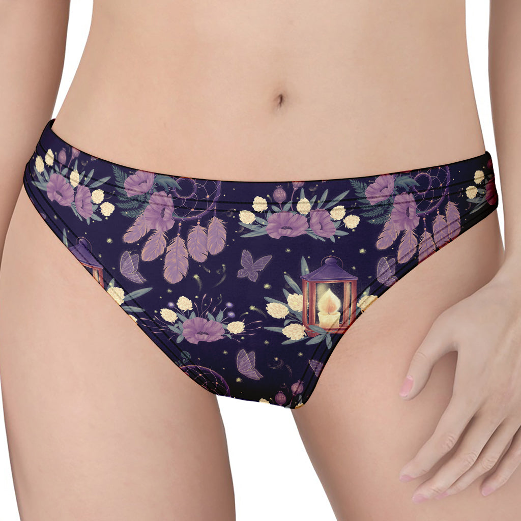 Purple Indian Dream Catcher Print Women's Thong