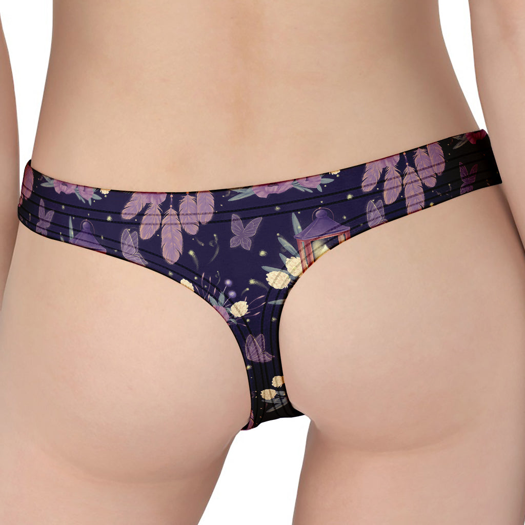 Purple Indian Dream Catcher Print Women's Thong