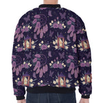 Purple Indian Dream Catcher Print Zip Sleeve Bomber Jacket