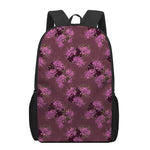 Purple Japanese Amaryllis Pattern Print 17 Inch Backpack