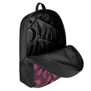 Purple Japanese Amaryllis Pattern Print 17 Inch Backpack