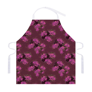 Purple Japanese Amaryllis Pattern Print Adjustable Apron