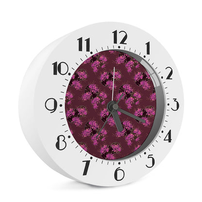 Purple Japanese Amaryllis Pattern Print Alarm Clock