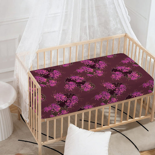 Purple Japanese Amaryllis Pattern Print Baby Crib Sheet