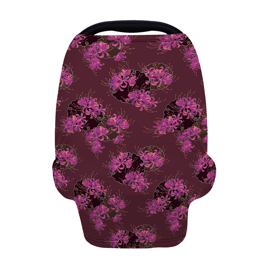 Purple Japanese Amaryllis Pattern Print Baby Seat Cover