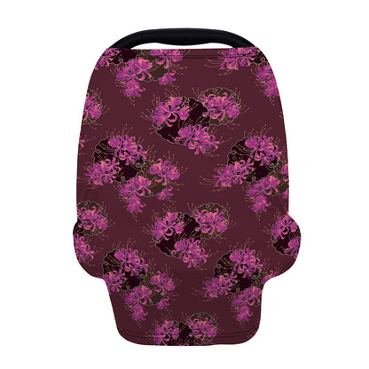 Purple Japanese Amaryllis Pattern Print Baby Seat Cover