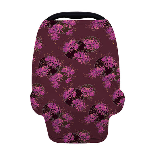 Purple Japanese Amaryllis Pattern Print Baby Seat Cover