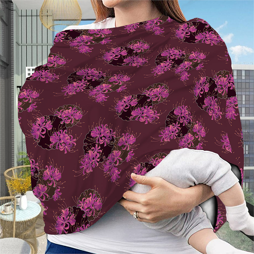 Purple Japanese Amaryllis Pattern Print Baby Seat Cover