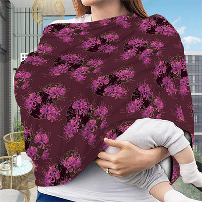 Purple Japanese Amaryllis Pattern Print Baby Seat Cover