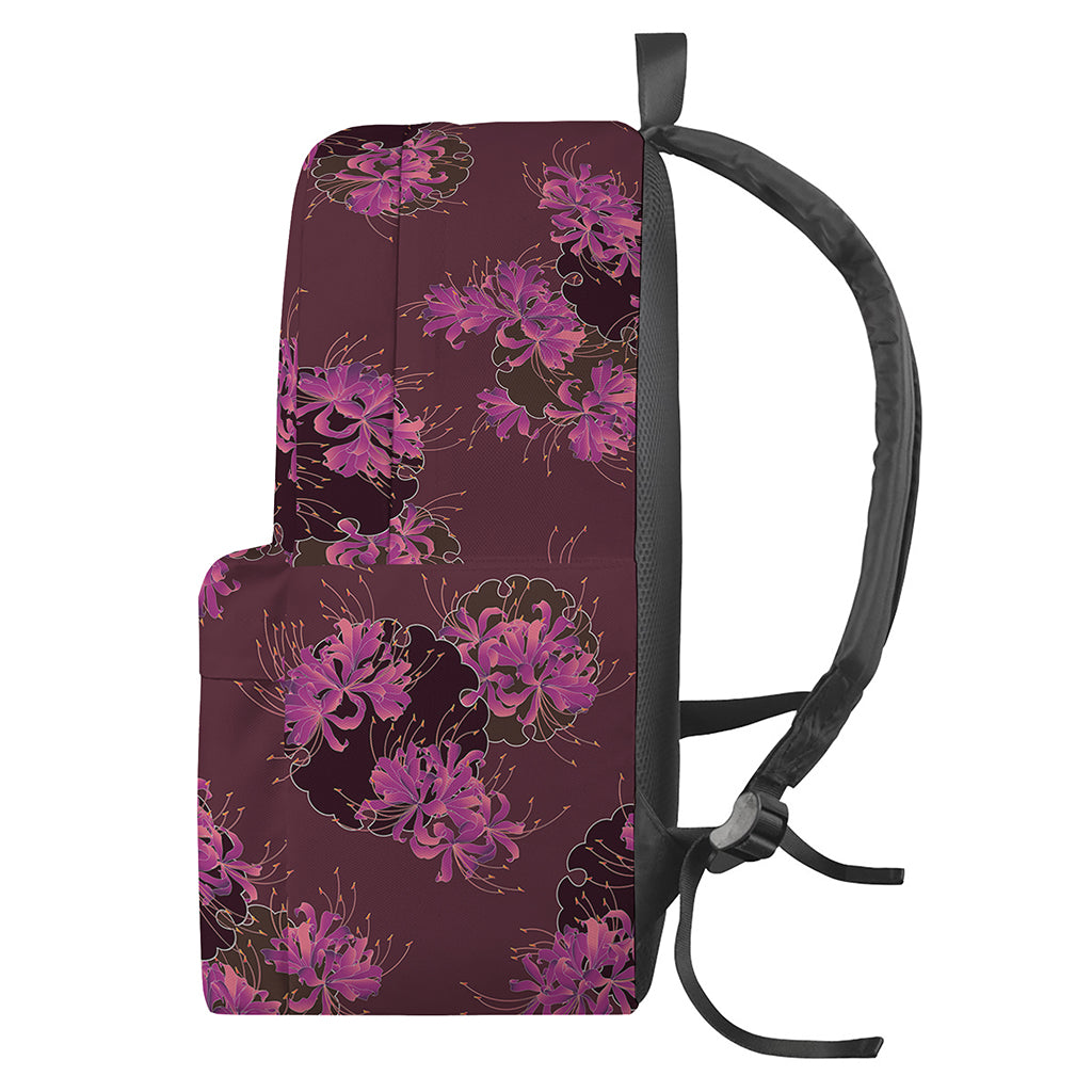Purple Japanese Amaryllis Pattern Print Backpack