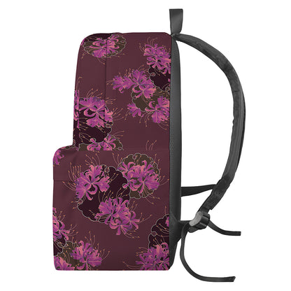 Purple Japanese Amaryllis Pattern Print Backpack