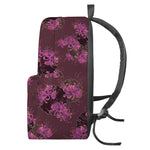 Purple Japanese Amaryllis Pattern Print Backpack