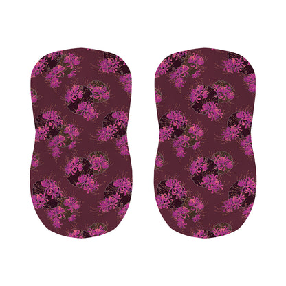 Purple Japanese Amaryllis Pattern Print Bar Stool Covers