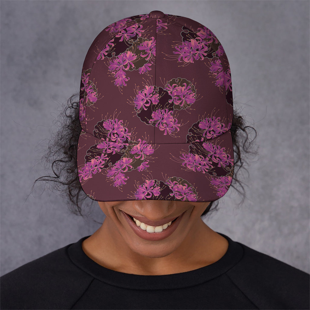 Purple Japanese Amaryllis Pattern Print Baseball Cap