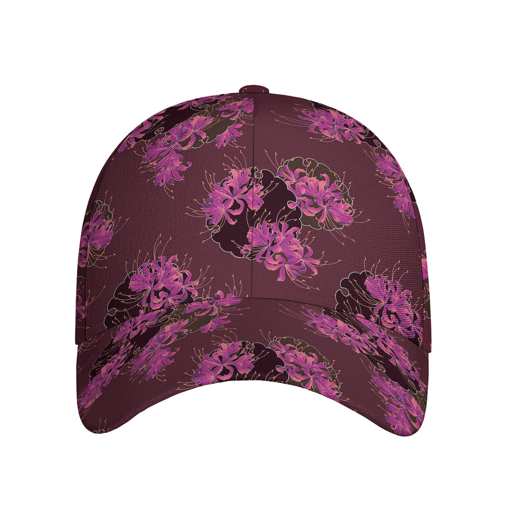 Purple Japanese Amaryllis Pattern Print Baseball Cap