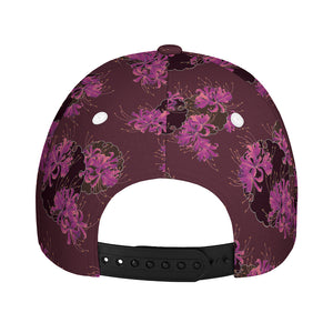 Purple Japanese Amaryllis Pattern Print Baseball Cap