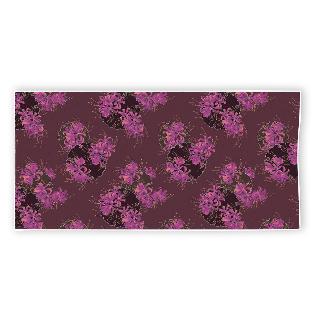 Purple Japanese Amaryllis Pattern Print Beach Towel