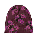 Purple Japanese Amaryllis Pattern Print Beanie