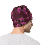 Purple Japanese Amaryllis Pattern Print Beanie