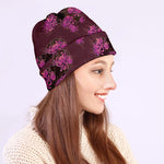 Purple Japanese Amaryllis Pattern Print Beanie