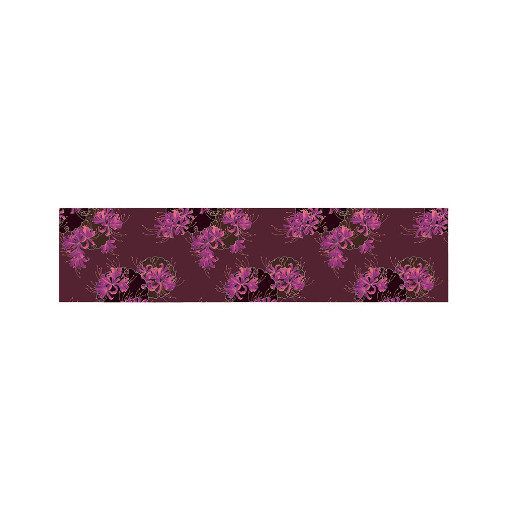 Purple Japanese Amaryllis Pattern Print Bed Runner
