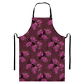 Purple Japanese Amaryllis Pattern Print Bib Apron With Pocket