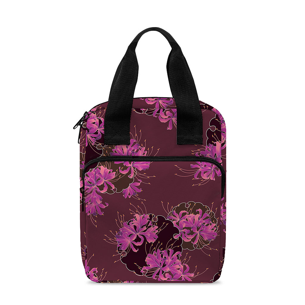 Purple Japanese Amaryllis Pattern Print Bible Tote Bag