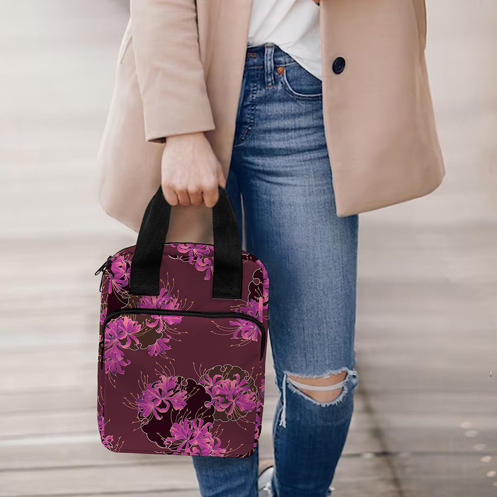 Purple Japanese Amaryllis Pattern Print Bible Tote Bag
