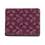 Purple Japanese Amaryllis Pattern Print Bifold Wallet
