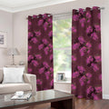 Purple Japanese Amaryllis Pattern Print Dimout Grommet Curtains