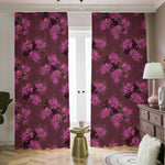 Purple Japanese Amaryllis Pattern Print Blackout Pencil Pleat Curtains