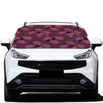 Purple Japanese Amaryllis Pattern Print Car Windshield Snow Cover