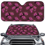 Purple Japanese Amaryllis Pattern Print Car Windshield Sun Shade