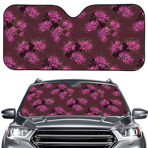 Purple Japanese Amaryllis Pattern Print Car Windshield Sun Shade