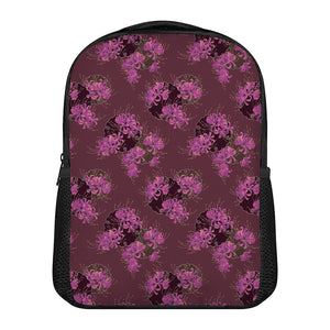 Purple Japanese Amaryllis Pattern Print Casual Backpack