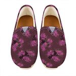 Purple Japanese Amaryllis Pattern Print Casual Shoes