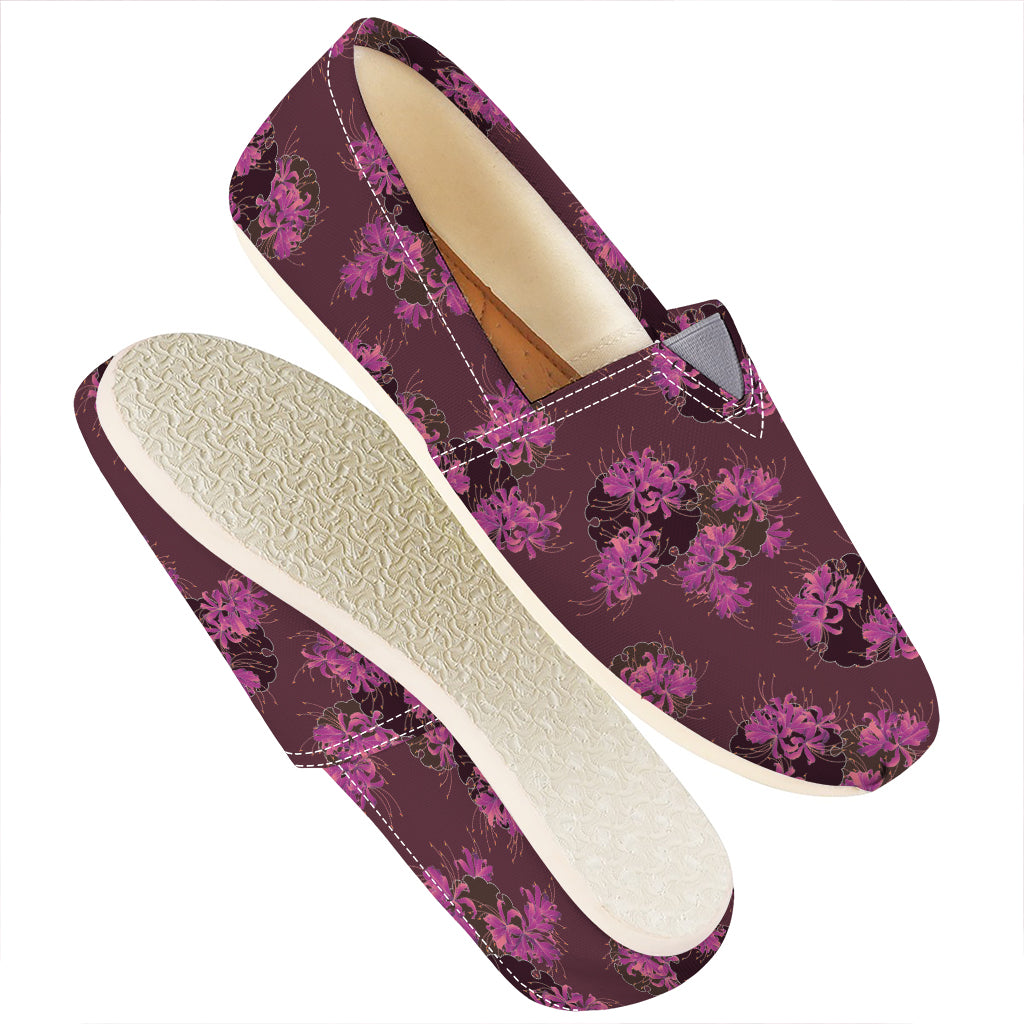 Purple Japanese Amaryllis Pattern Print Casual Shoes