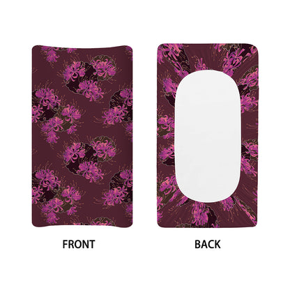 Purple Japanese Amaryllis Pattern Print Changing Pad Cover