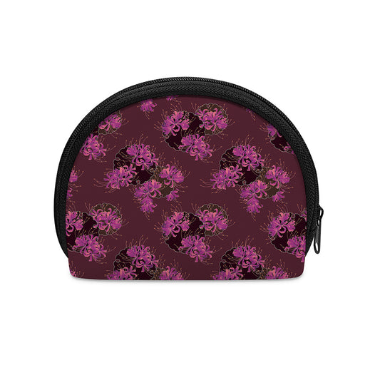 Purple Japanese Amaryllis Pattern Print Coin Purse