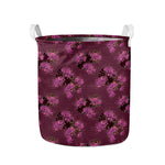 Purple Japanese Amaryllis Pattern Print Collapsible Laundry Basket