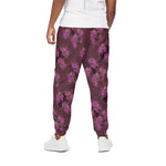 Purple Japanese Amaryllis Pattern Print Cotton Pants