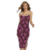 Purple Japanese Amaryllis Pattern Print Cross Back Cami Dress