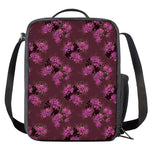 Purple Japanese Amaryllis Pattern Print Crossbody Lunch Bag