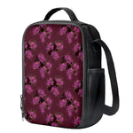 Purple Japanese Amaryllis Pattern Print Crossbody Lunch Bag