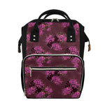 Purple Japanese Amaryllis Pattern Print Diaper Bag