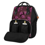 Purple Japanese Amaryllis Pattern Print Diaper Bag