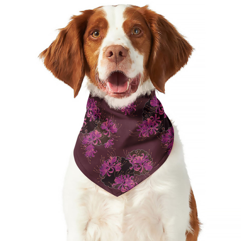 Purple Japanese Amaryllis Pattern Print Dog Bandana