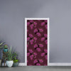 Purple Japanese Amaryllis Pattern Print Door Sticker