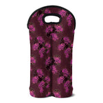 Purple Japanese Amaryllis Pattern Print Double Neoprene Wine Tote